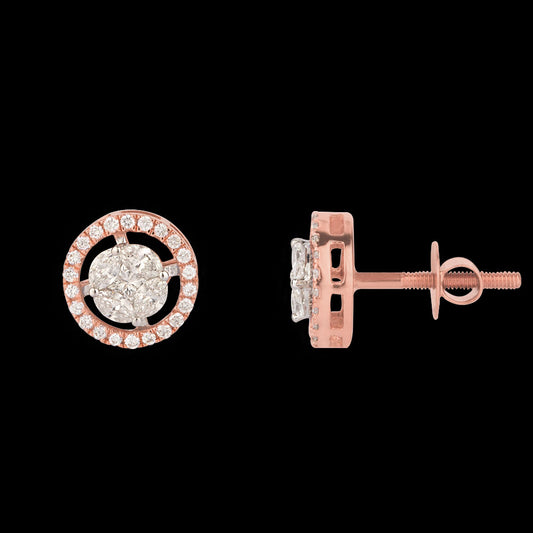 14K Rose Gold Diamond Earrings - 0.62ct VS-FG