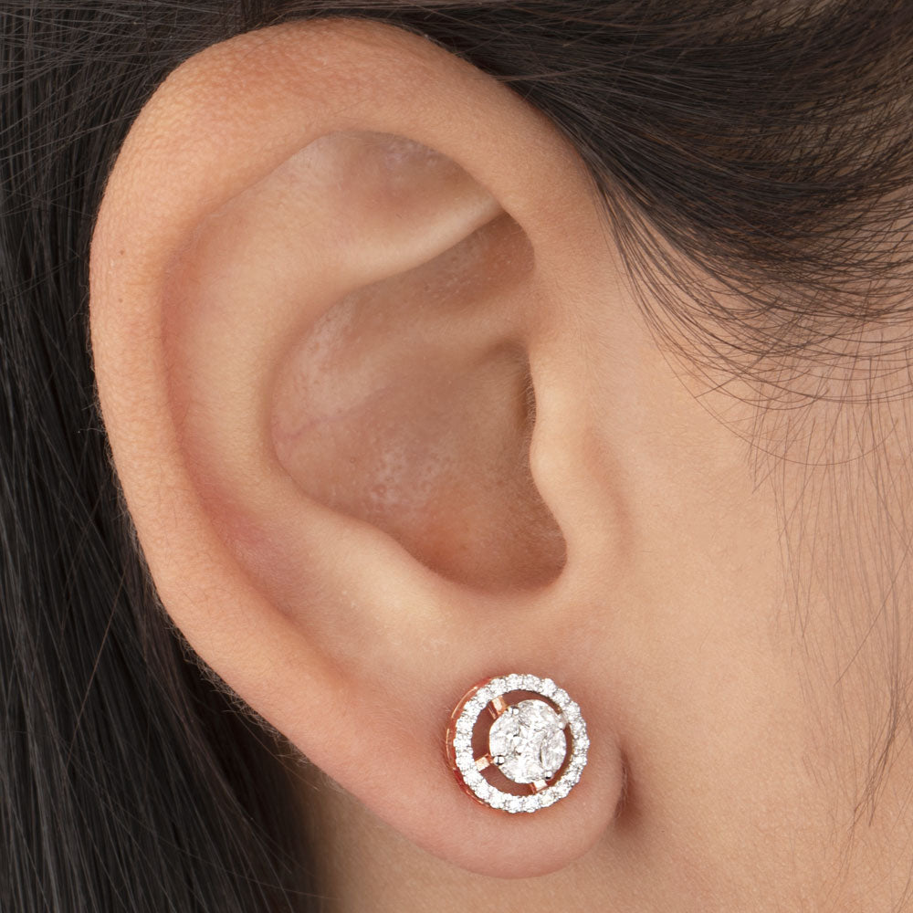 14K Rose Gold Diamond Earrings - 0.62ct VS-FG