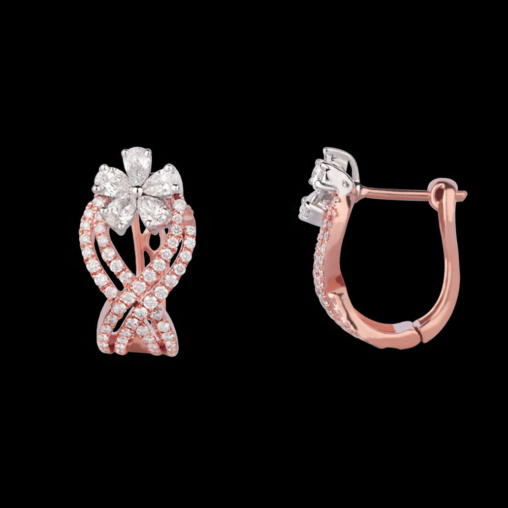 18K Two Tone Gold Diamond Earrings - 1.18ct VS-SI-FG