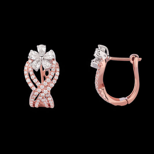 18K Two Tone Gold Diamond Earrings - 1.18ct VS-SI-FG