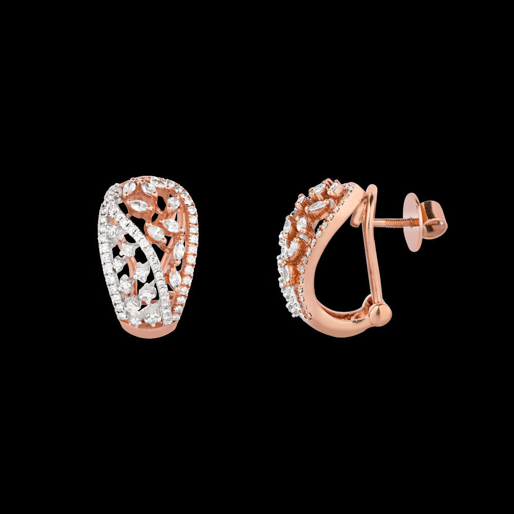 18K Two Tone Gold Diamond Earrings - 1.1ct VS-FG