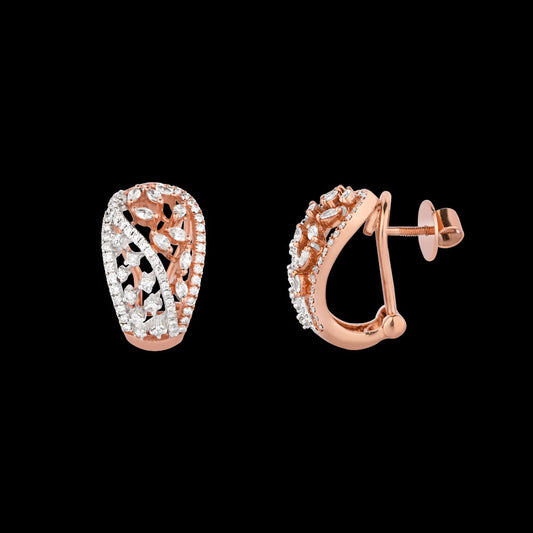 18K Two Tone Gold Diamond Earrings - 1.1ct VS-FG