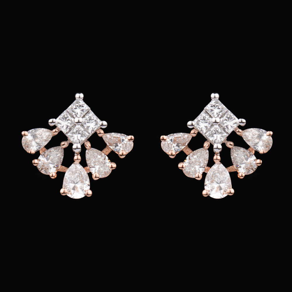 14K Rose Gold Diamond Earrings - 0.94ct VS-SI-FG