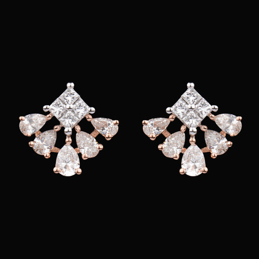 14K Rose Gold Diamond Earrings - 0.94ct VS-SI-FG