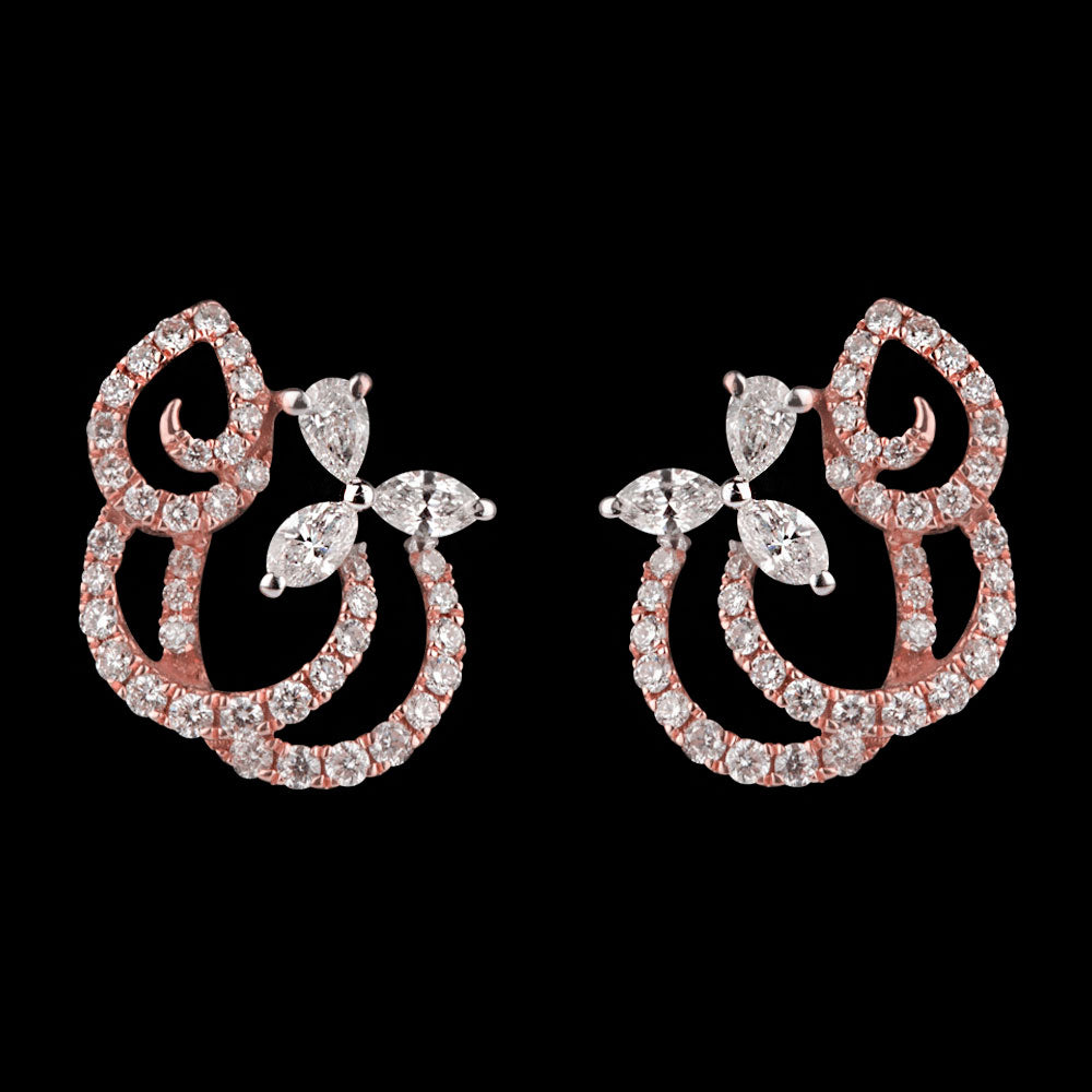 18K Two Tone Gold Diamond Earrings - 0.58ct SI-GH