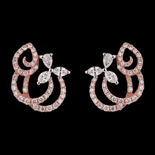 18K Two Tone Gold Diamond Earrings - 0.58ct SI-GH
