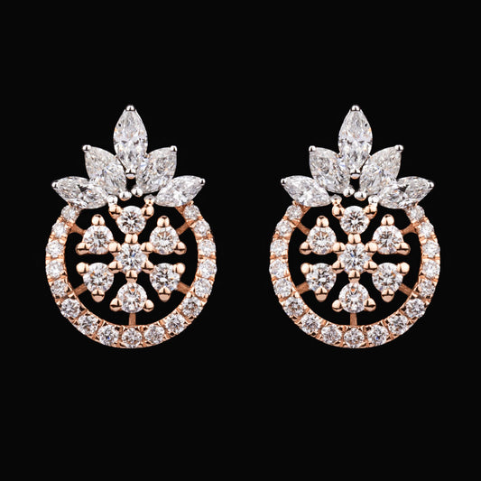 18K Two Tone Gold Diamond Earrings - 0.88ct VS-FG