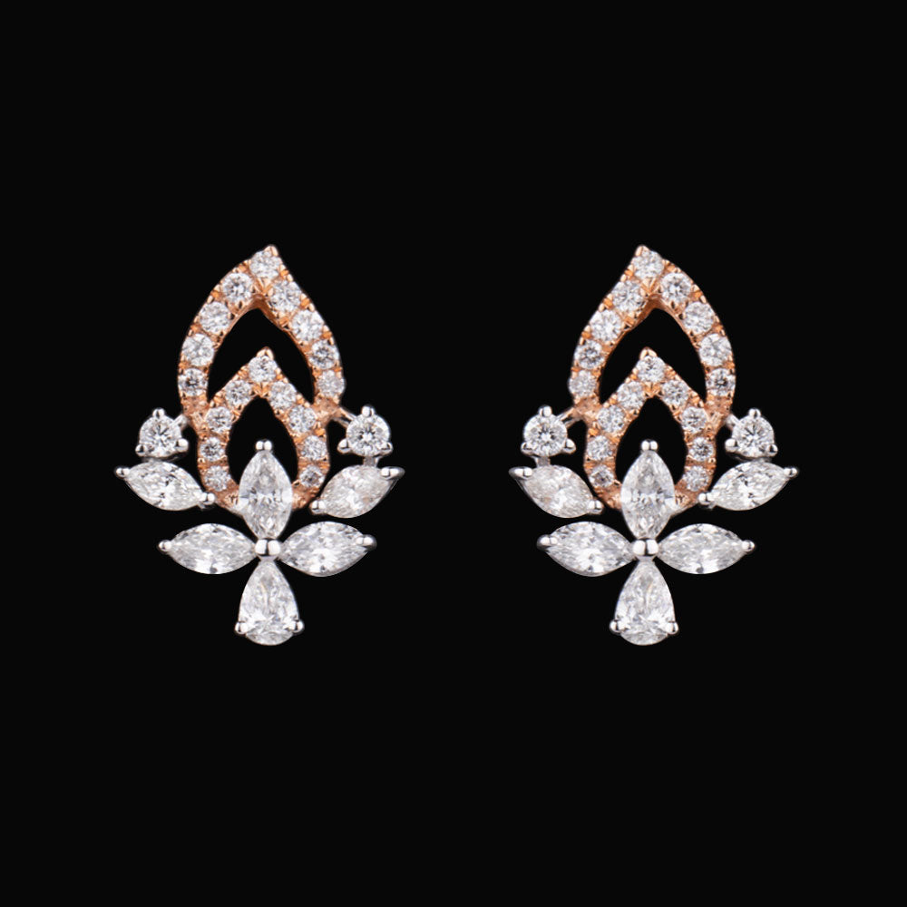 18K Two Tone Gold Diamond Earrings - 0.81ct VS-FG