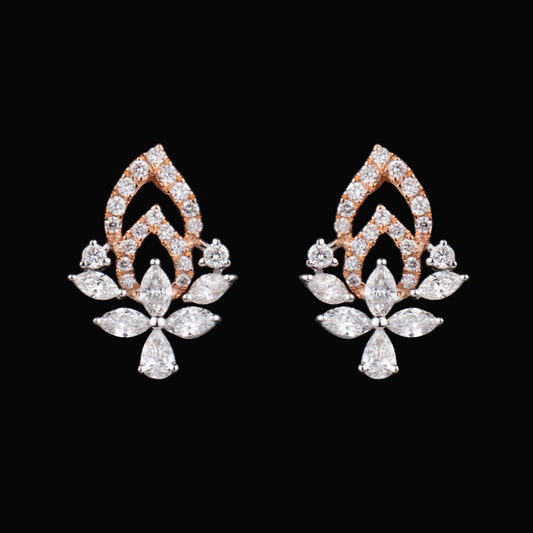 18K Two Tone Gold Diamond Earrings - 0.81ct VS-FG