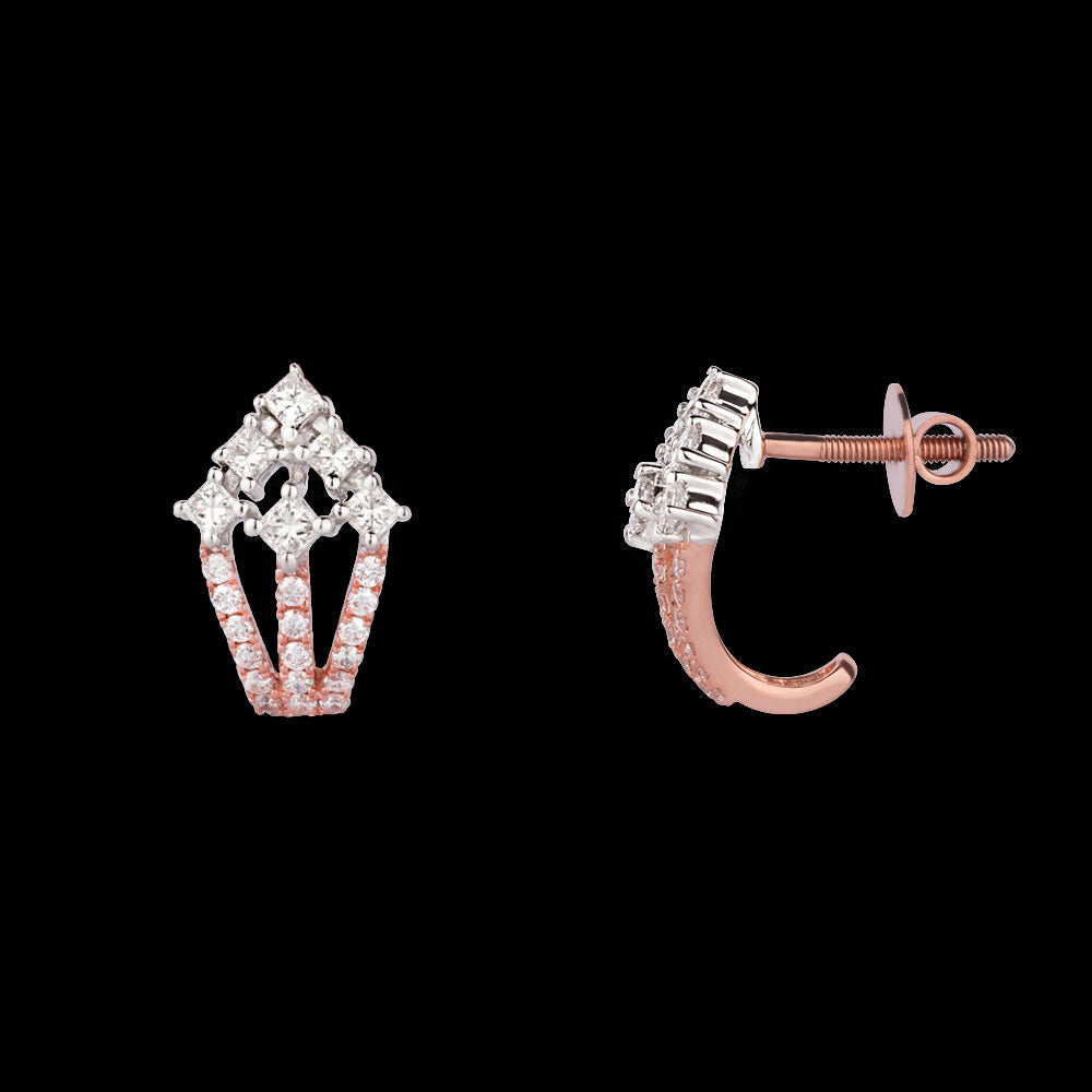14K Two Tone Gold Diamond Earrings - 0.72ct VS-FG