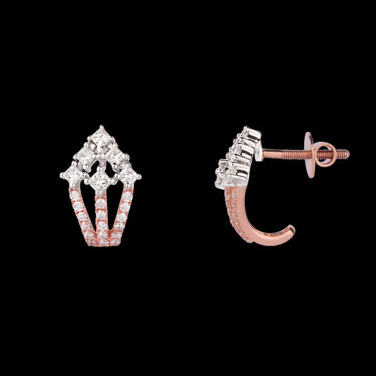 14K Two Tone Gold Diamond Earrings - 0.72ct VS-FG