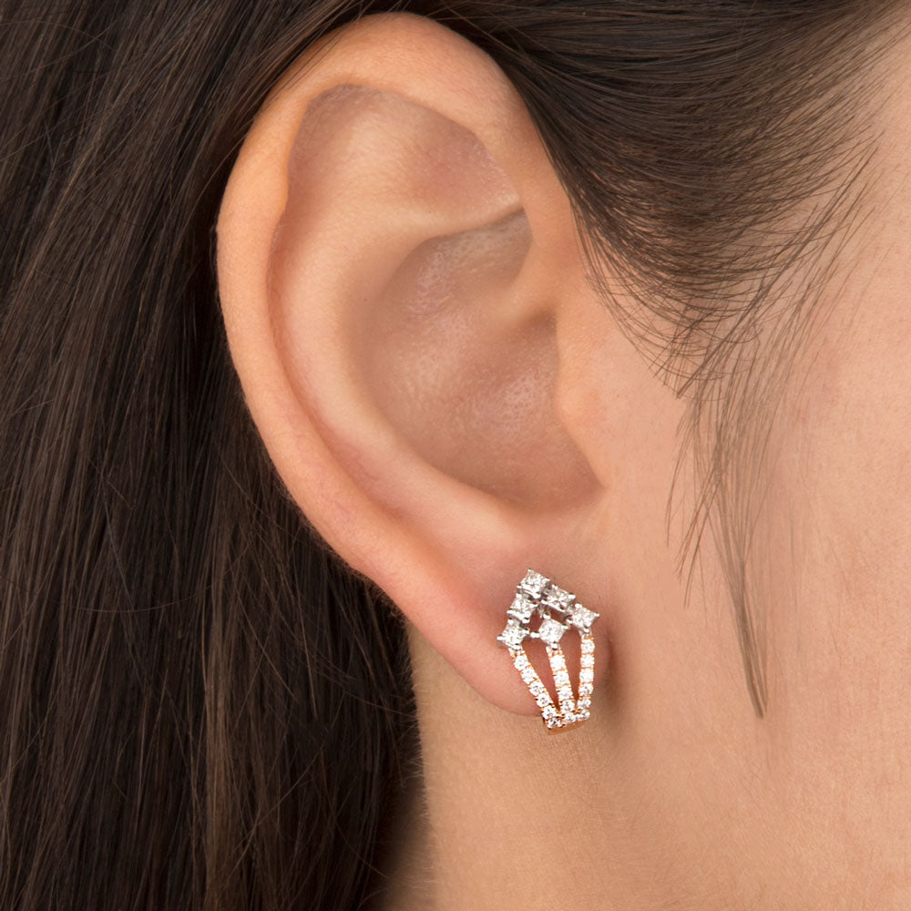 14K Two Tone Gold Diamond Earrings - 0.72ct VS-FG