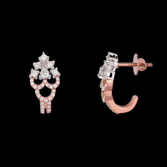 14K Two Tone Gold Diamond Earrings - 0.87ct VS-FG