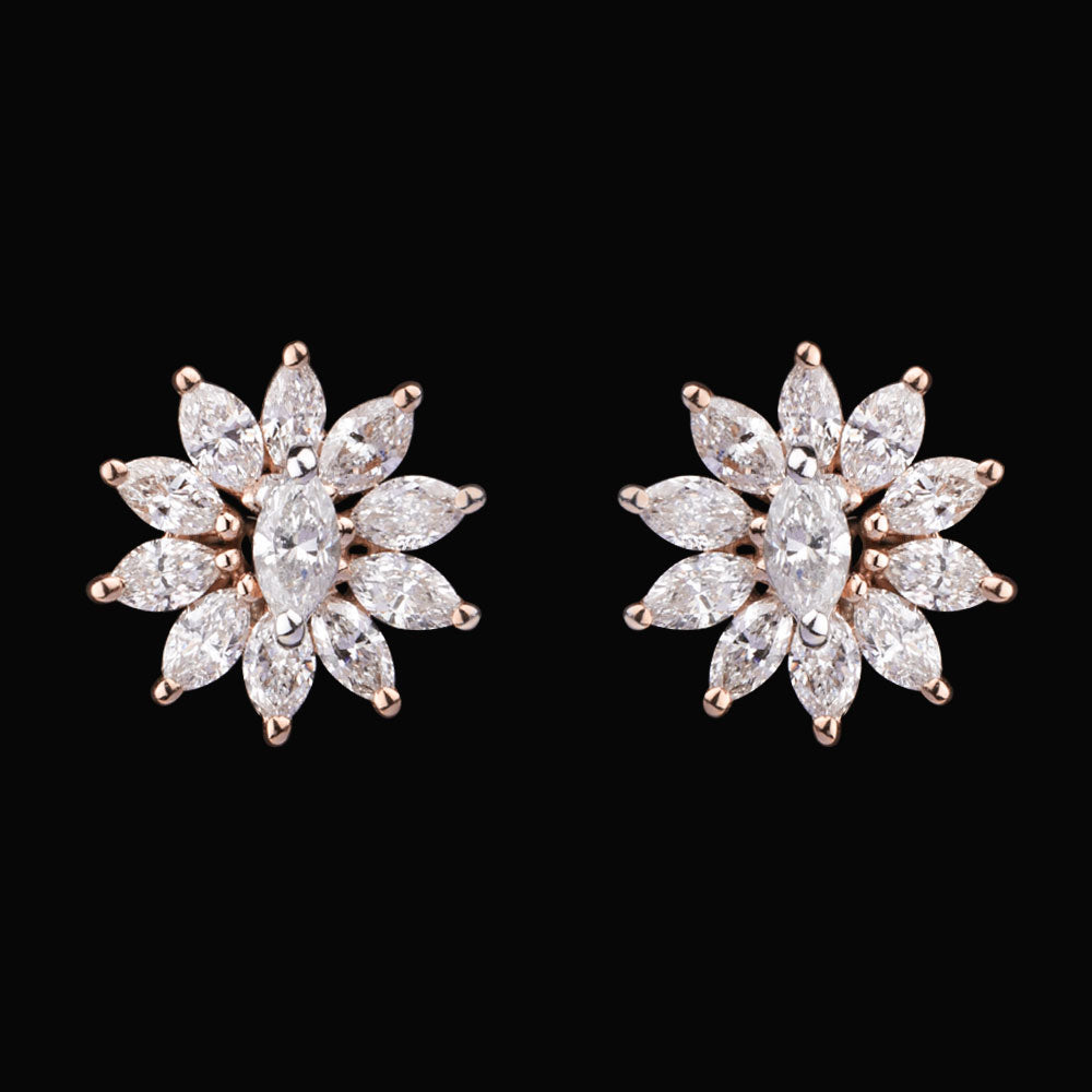 18K Two Tone Gold Diamond Earrings - 0.82ct VS-SI-FG