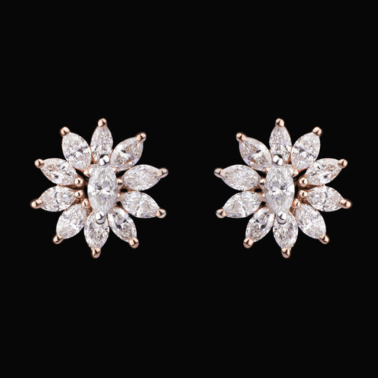 18K Two Tone Gold Diamond Earrings - 0.82ct VS-SI-FG