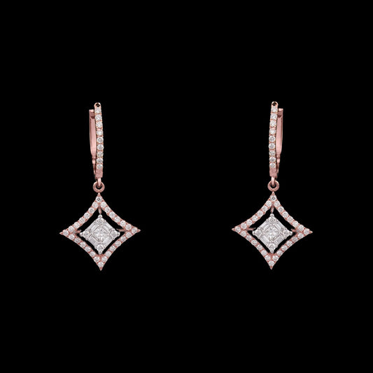 18K Two Tone Gold Diamond Earrings - 1.09ct VS-SI-FG