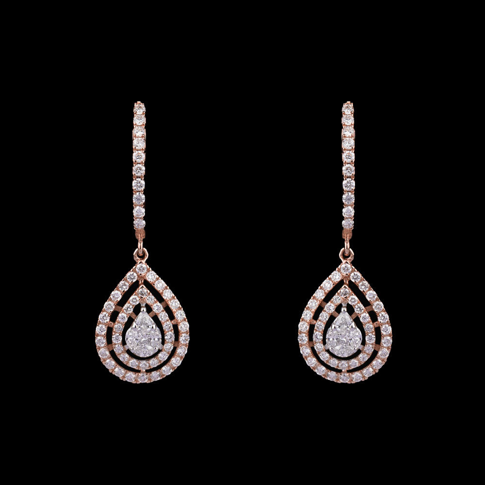 18K Two Tone Gold Diamond Earrings - 0.92ct VS-SI-FG