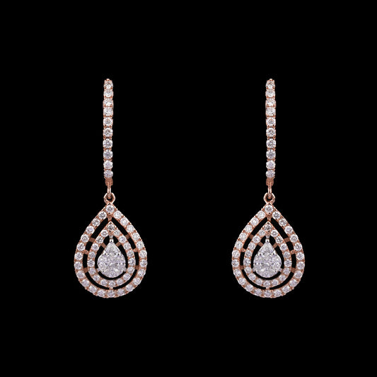 18K Two Tone Gold Diamond Earrings - 0.92ct VS-SI-FG
