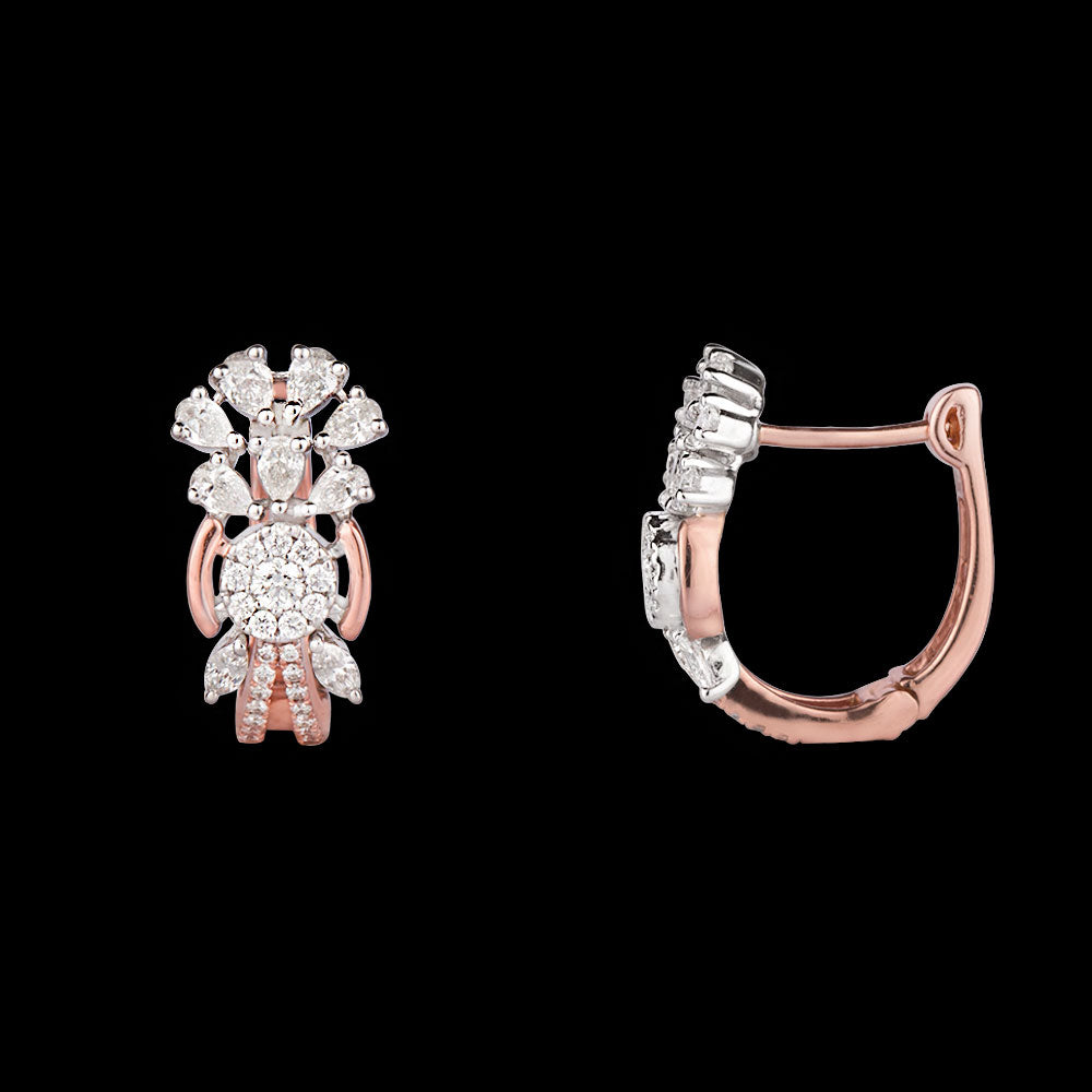 14K Two Tone Gold Diamond Earrings - 1.06ct VS-SI-FG