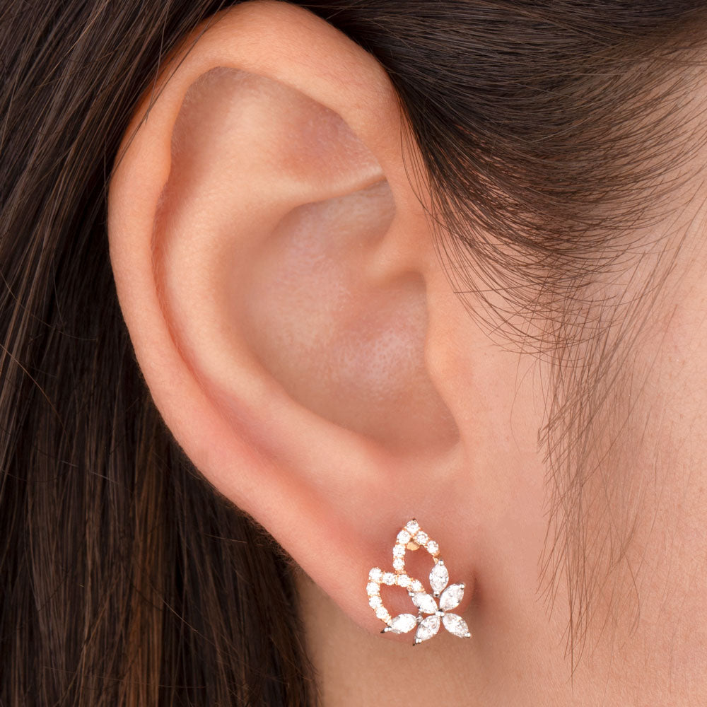 14K Rose Gold Diamond Earrings - 0.65ct VS-SI-FG