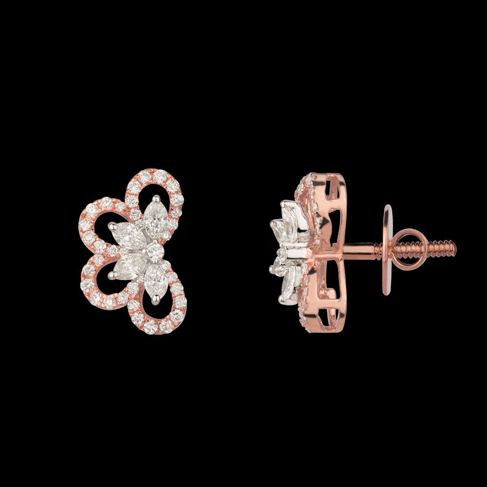 14K Rose Gold Diamond Earrings - 0.95ct VS-SI-FG