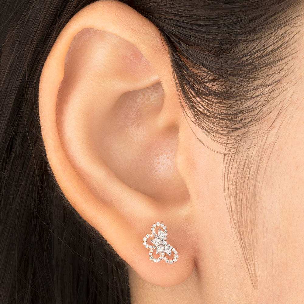 14K Rose Gold Diamond Earrings - 0.95ct VS-SI-FG
