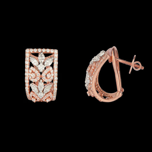 14K Two Tone Gold Diamond Earrings - 1.45ct VS-SI-FG