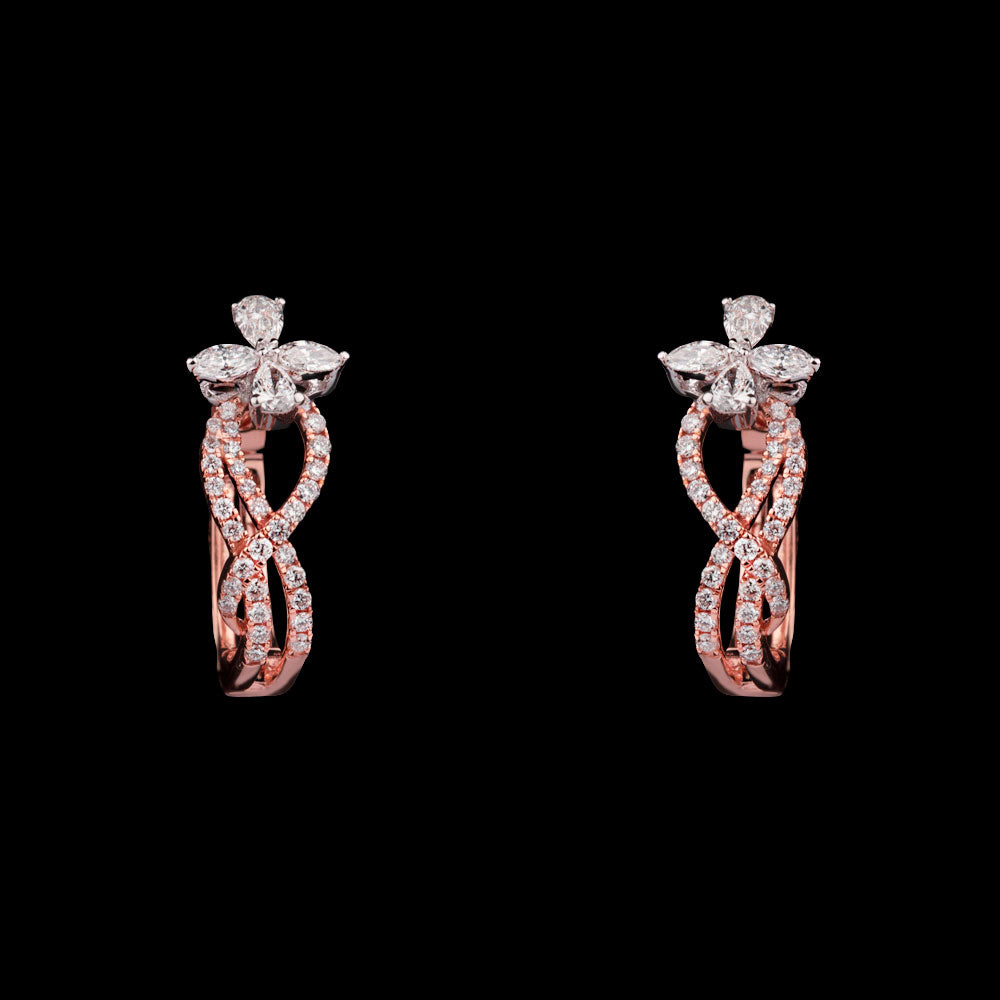 14K Two Tone Gold Diamond Earrings - 0.86ct VS-SI-FG