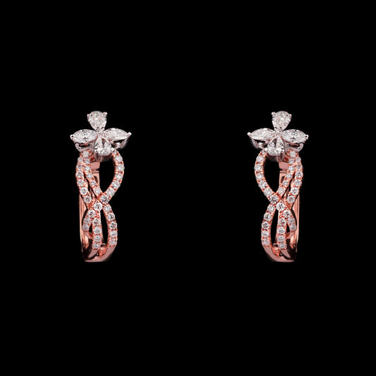 14K Two Tone Gold Diamond Earrings - 0.86ct VS-SI-FG