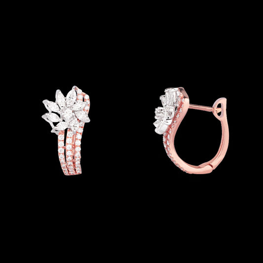 18K Two Tone Gold Diamond Earrings - 1.09ct VS-SI-FG