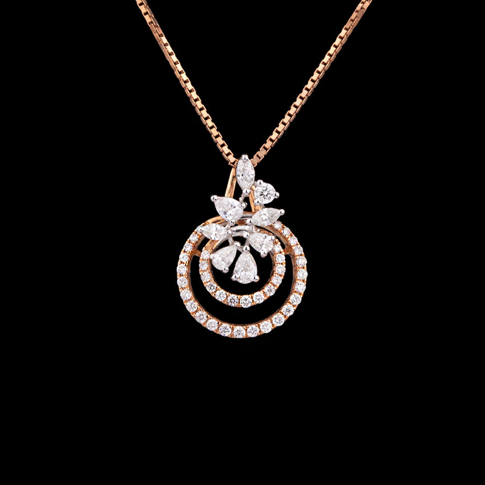 18K Two Tone Gold Diamond Pendant - 0.61ct VS-SI-FG