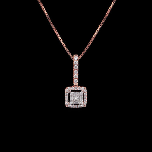 18K Two Tone Gold Diamond Pendant - 0.44ct VS-SI-FG