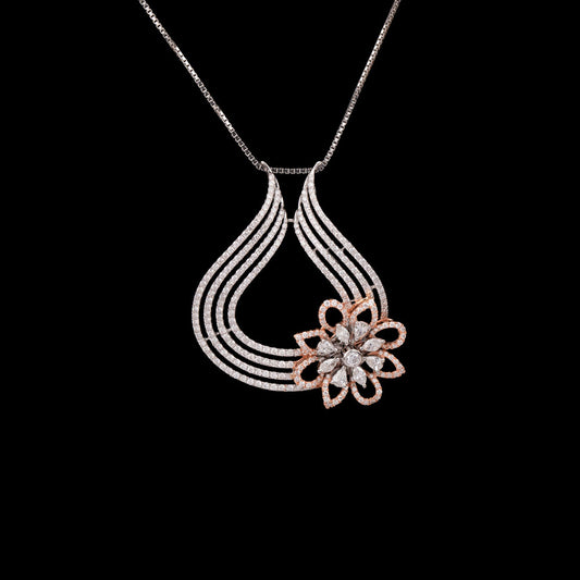 18K Two Tone Gold Diamond Pendant - 2ct VS-FG