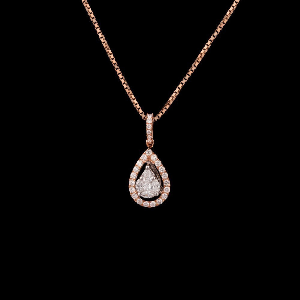 18K Two Tone Gold Diamond Pendant - 0.37ct VVS-FG