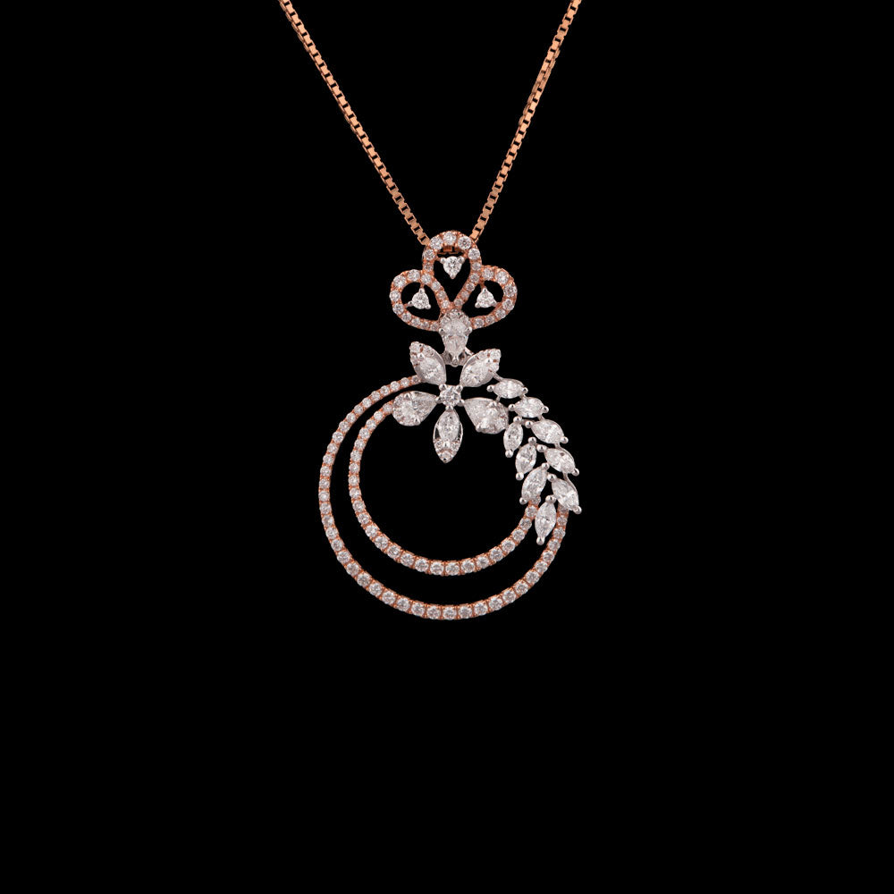 18K Two Tone Gold Diamond Pendant - 1.24ct VS-FG