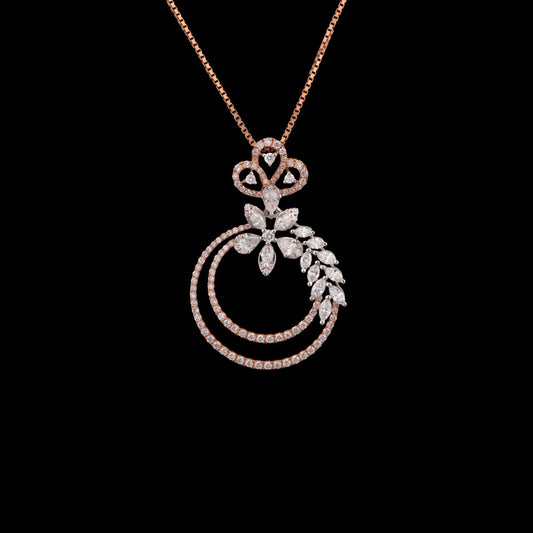 18K Two Tone Gold Diamond Pendant - 1.24ct VS-FG