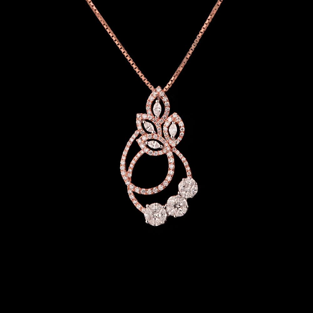 18K Two Tone Gold Diamond Pendant - 1.08ct VS-SI-FG