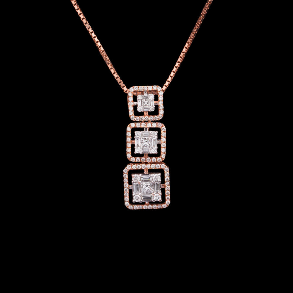 18K Two Tone Gold Diamond Pendant - 0.59ct SI-GH