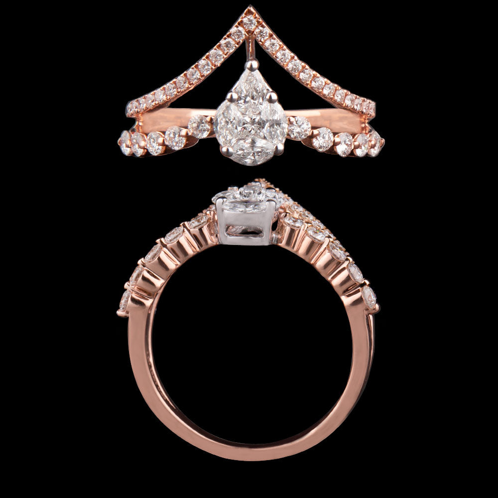 18K Two Tone Gold Diamond Ring - 0.69ct VS-FG