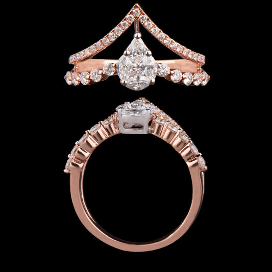 18K Two Tone Gold Diamond Ring - 0.69ct VS-FG