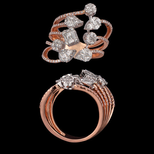 18K Two Tone Gold Diamond Ring - 1.35ct VS-SI-FG
