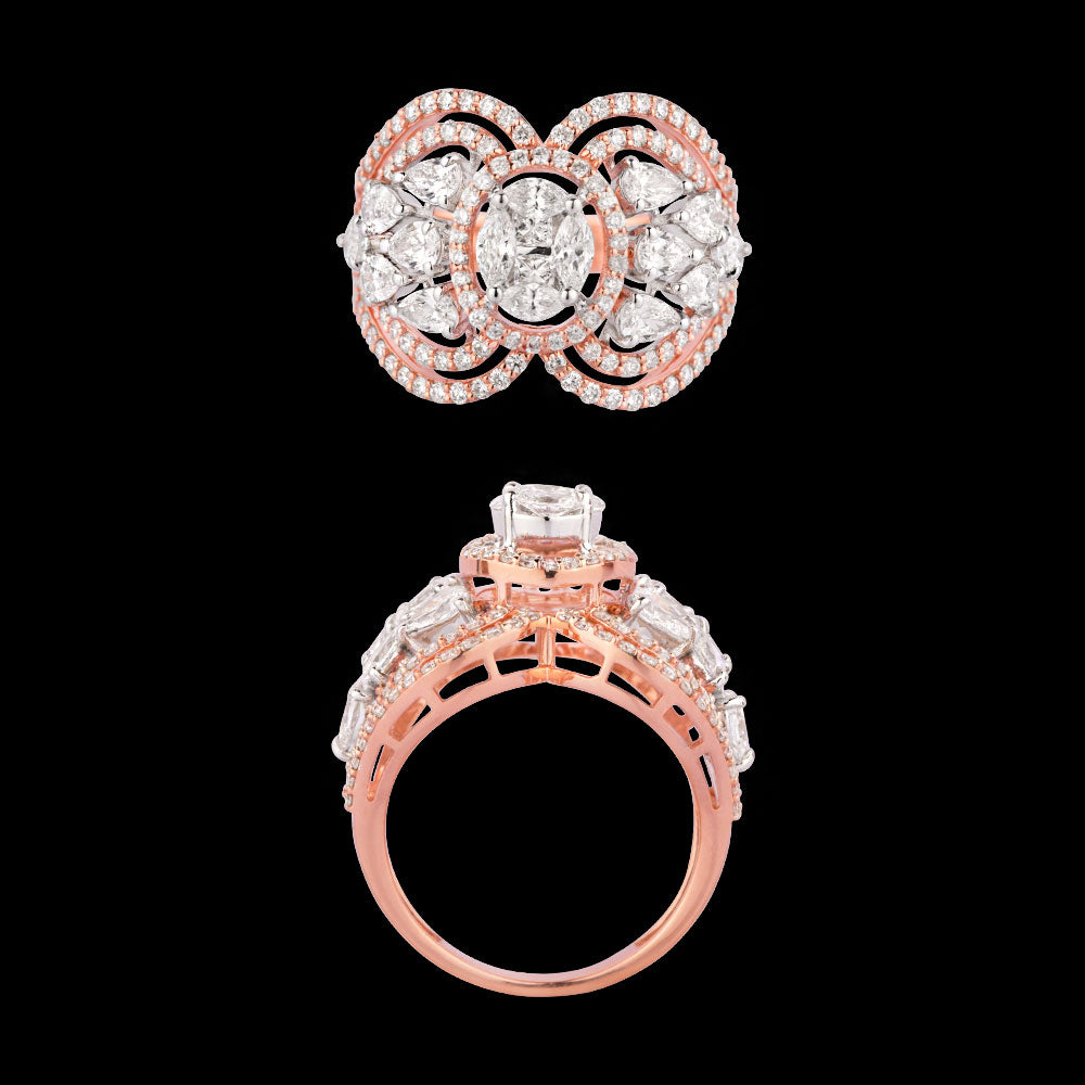 18K Two Tone Gold Diamond Ring - 2.116ct VS-SI-EF