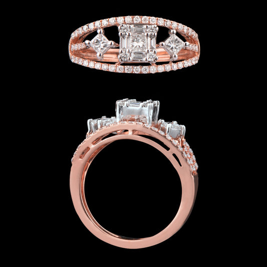 18K Two Tone Gold Diamond Ring - 0.74ct VS-FG