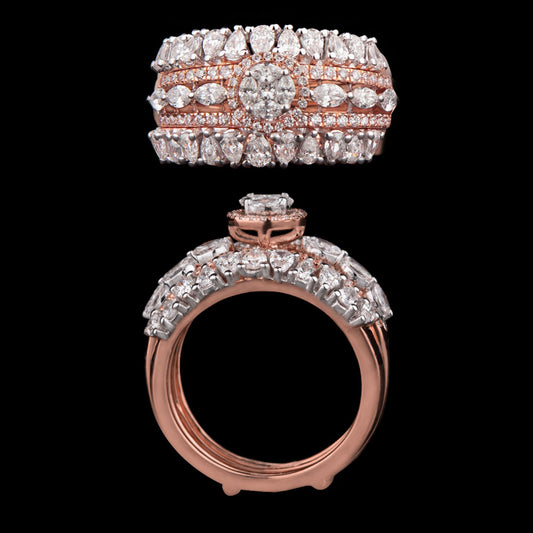 18K Two Tone Gold Diamond Ring - 1.58ct VS-SI-FG