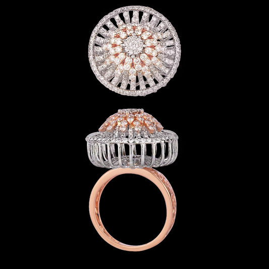 18K Two Tone Gold Diamond Ring - 1.37ct VVS-VS-GH