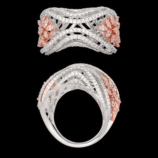 18K Two Tone Gold Diamond Ring - 1.3ct VVS-VS-GH