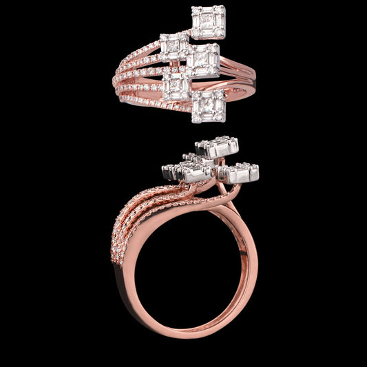 18K Two Tone Gold Diamond Ring - 0.79ct VS-SI-FG