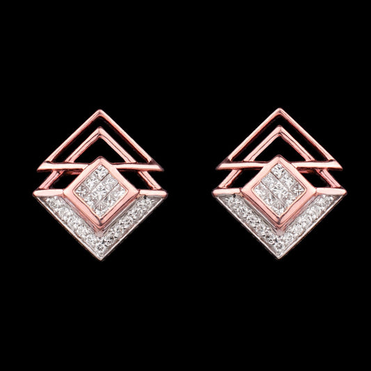 14K Two Tone Gold Diamond Earrings - 0.51ct SI-GH