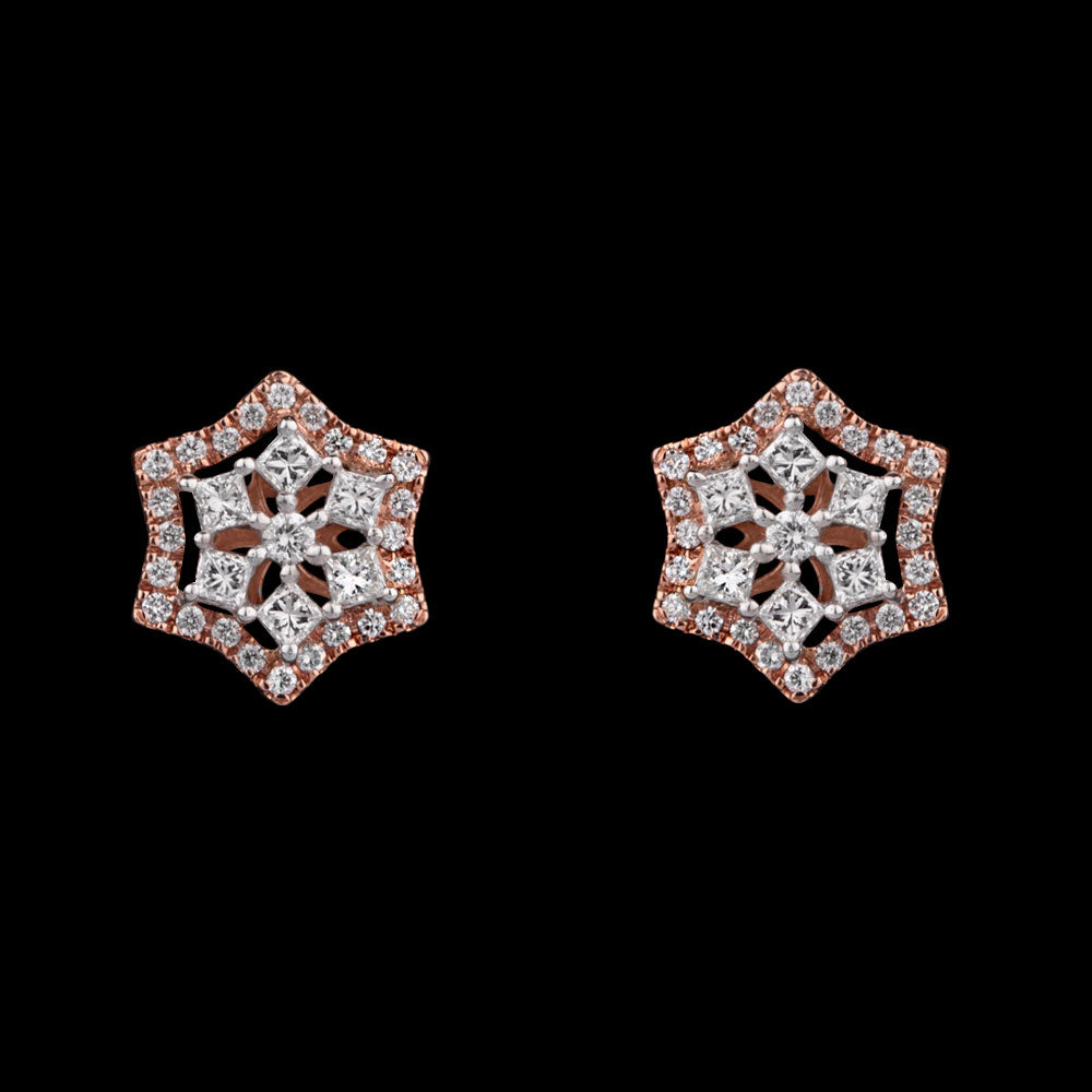 14K Two Tone Gold Diamond Earrings - 0.83ct SI-GH