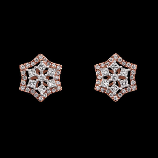 14K Two Tone Gold Diamond Earrings - 0.83ct SI-GH